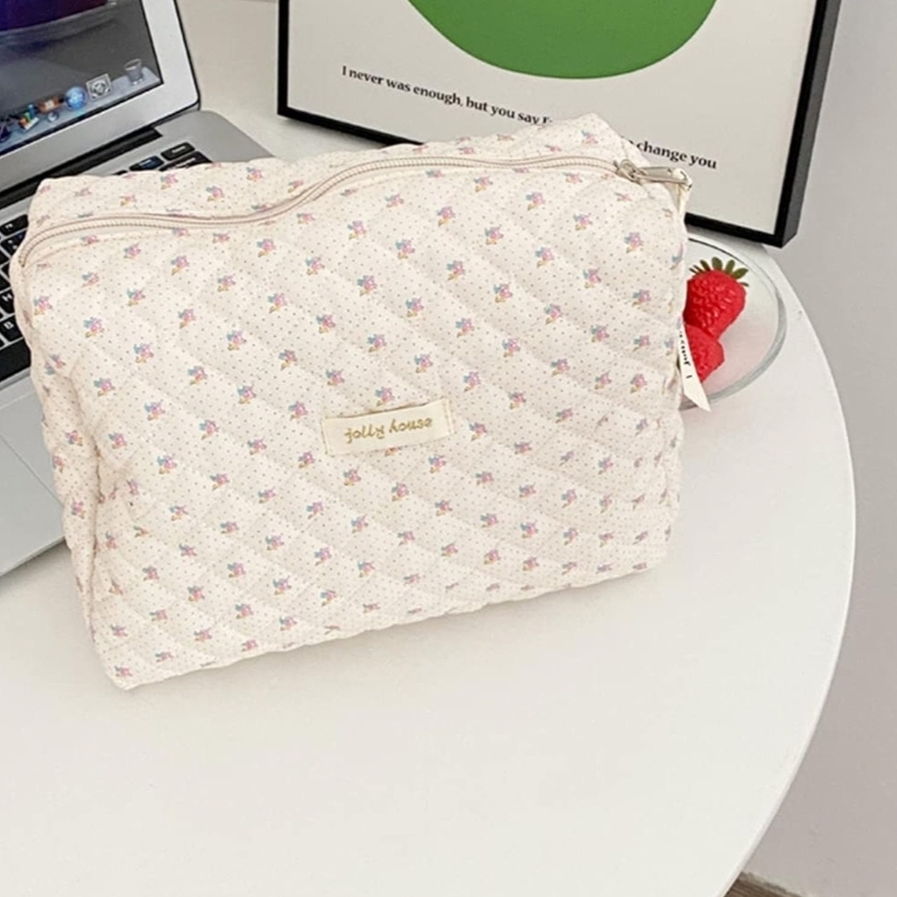Makeup Bag Large Travel Cosmetic Bag Quilted Coquette Makeup Pouch
